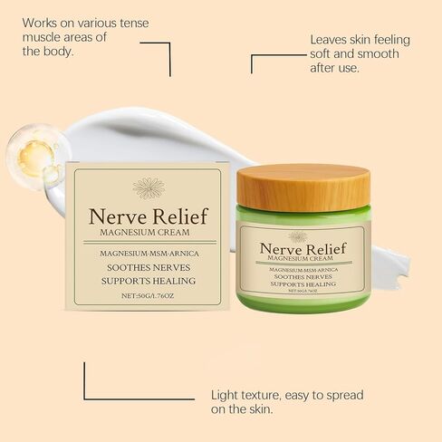 Nerve Relief Magnesium Cream with MSM & Arnica, Soothes Nerves & Daily Soothing Support, 50g/1.76oz in Saudi Arabia