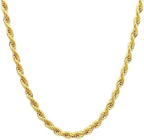 14K Solid Yellow Gold Diamond Cut Rope Chain Necklace, Available in 1.5mm,2mm,3mm and 4mm Thickness For Women and Men 16-36 Inch Lengths (2mm, 16inch) in Saudi Arabia