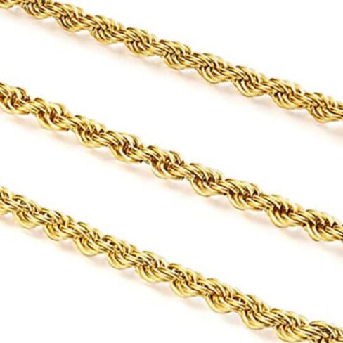 14K Solid Yellow Gold Diamond Cut Rope Chain Necklace, Available in 1.5mm,2mm,3mm and 4mm Thickness For Women and Men 16-36 Inch Lengths (2mm, 16inch) in Saudi Arabia