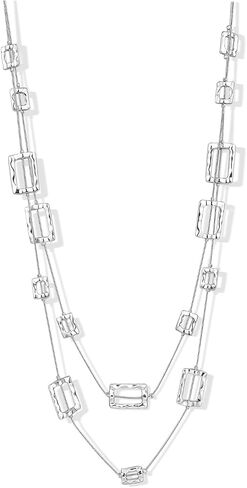 Silver Chunky Statement Necklaces Long Layered Necklaces for Women in Saudi Arabia