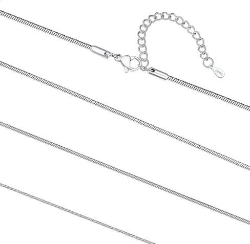 FaithHeart 1/1.2/1.5/2mm Snake Chain Necklace for Women, Silver/Black/14K Gold/Rose Gold Plated Stainless Steel Snake Necklace Smooth Dainty Thin Women's Chains, Length 14-30" with Gift Box in Kuwait