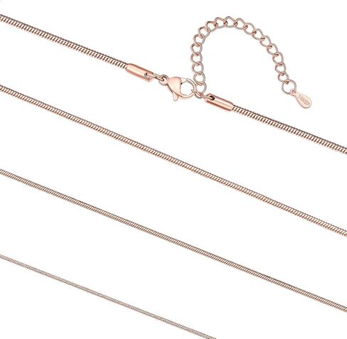 FaithHeart 1/1.2/1.5/2mm Snake Chain Necklace for Women, Silver/Black/14K Gold/Rose Gold Plated Stainless Steel Snake Necklace Smooth Dainty Thin Women's Chains, Length 14-30" with Gift Box in Kuwait