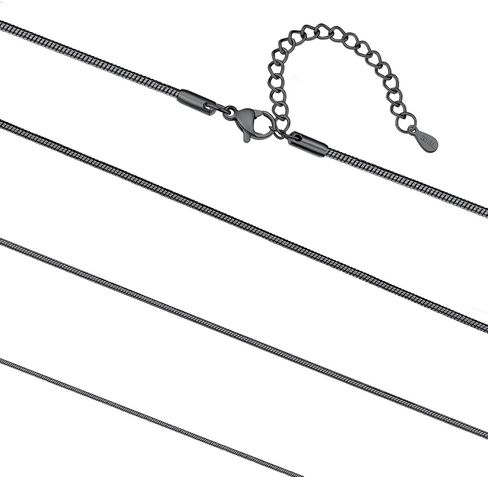 FaithHeart 1/1.2/1.5/2mm Snake Chain Necklace for Women, Silver/Black/14K Gold/Rose Gold Plated Stainless Steel Snake Necklace Smooth Dainty Thin Women's Chains, Length 14-30" with Gift Box in Kuwait