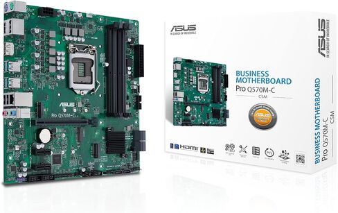 ASUS Pro Q570M-C/CSM LGA1200 (Intel 10th&11th Gen) mATX Commercial Motherboard (PCIe 4.0,1 LAN,Front Panel USB 3.2 Type-C, Intel vPro,2X DP,TPM 2.0 IC,COM debug Header,self-Recovering BIOS,ACCE) in Kuwait