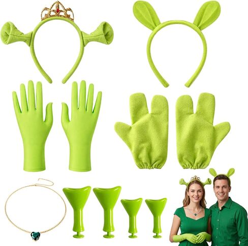 Ogre Ears Outfit, Green Ogre Ears Headband Cute Monster Hair Clips Halloween Cosplay Party Dress Up Costume Accessories for Adults in Saudi Arabia