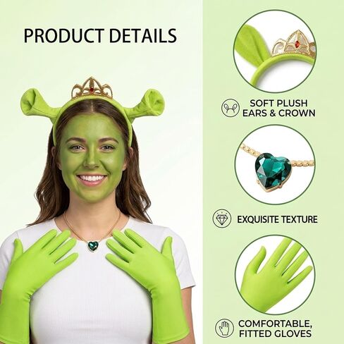 Ogre Ears Outfit, Green Ogre Ears Headband Cute Monster Hair Clips Halloween Cosplay Party Dress Up Costume Accessories for Adults in Saudi Arabia
