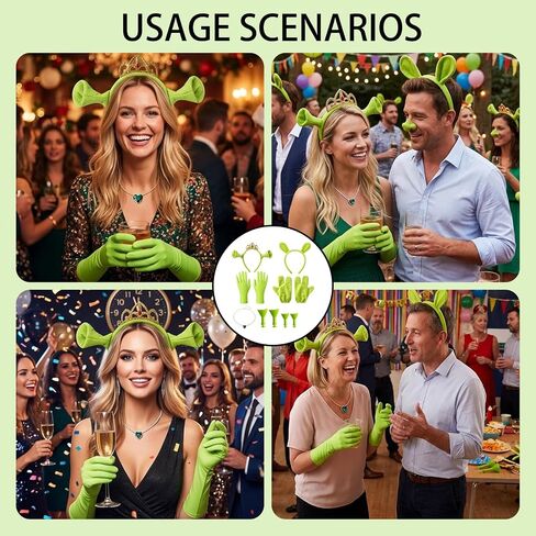 Ogre Ears Outfit, Green Ogre Ears Headband Cute Monster Hair Clips Halloween Cosplay Party Dress Up Costume Accessories for Adults in Saudi Arabia