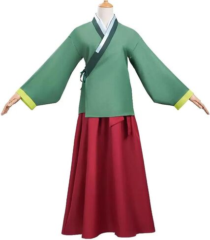 Julysky Ladies' Green Top, Red Pants With Accessories, Halloween Hanfu Complete Set in Kuwait