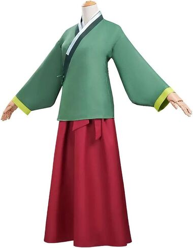 Julysky Ladies' Green Top, Red Pants With Accessories, Halloween Hanfu Complete Set in Kuwait