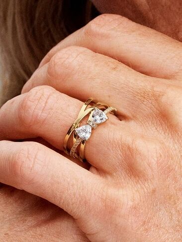 PANDORA-Sparkling Bow & Crossover Band Ring-Gold plated-With Gift Box in Saudi Arabia