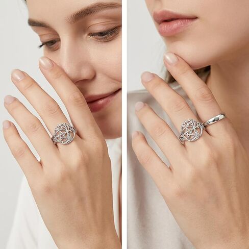 Pentagram Ring Pentacle Tree of Life Ring for Women Family Pentagram Jewelry Amulet Birthday Gifts in Saudi Arabia