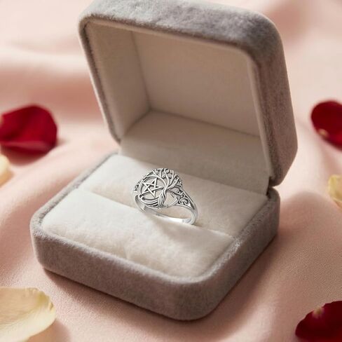 Pentagram Ring Pentacle Tree of Life Ring for Women Family Pentagram Jewelry Amulet Birthday Gifts in Saudi Arabia