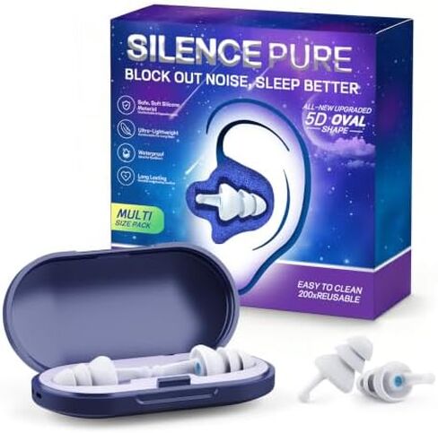 Ear Plugs for Sleeping, Reusable Soft Silicone Earplugs for Noise Reduction (35dB) Hearing Protection, 3D Oval Design for Side Sleepers, Noise Cancelling Earbuds, 2 Pairs (S + M/L) in Saudi Arabia