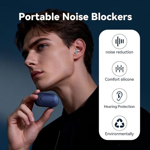Ear Plugs for Sleeping, Reusable Soft Silicone Earplugs for Noise Reduction (35dB) Hearing Protection, 3D Oval Design for Side Sleepers, Noise Cancelling Earbuds, 2 Pairs (S + M/L) in Saudi Arabia