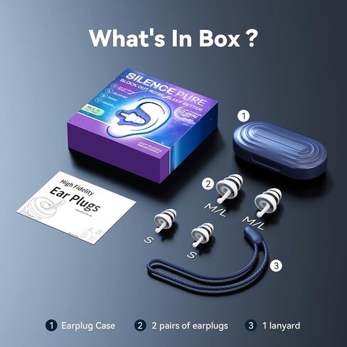Ear Plugs for Sleeping, Reusable Soft Silicone Earplugs for Noise Reduction (35dB) Hearing Protection, 3D Oval Design for Side Sleepers, Noise Cancelling Earbuds, 2 Pairs (S + M/L) in Saudi Arabia