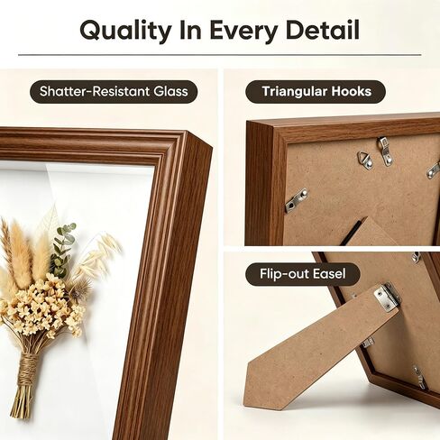 3 Pcs 8x8 Shadow Box Frame with Shatter-Resistant Glass - 1.2" Deep | Vintage in Saudi Arabia