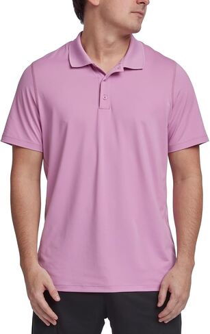 Reebok Mens Regular fit Short Sleeve Polo Shirt Large Pink Solid in Kuwait