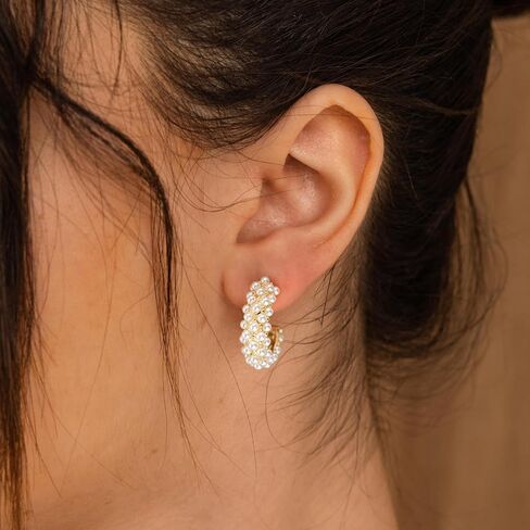 LLWOM Vintage Earrings,14k Gold Plated Gold Pearl,Moon, Star,Flower Earrings Hypoallergenic Lightweight Hoops Gifts in Saudi Arabia