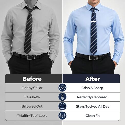Shirt Stays for Men - Elastic Foot Loop Shirt Garters with Collar Stays, Tie Clips, Button Extenders in Saudi Arabia