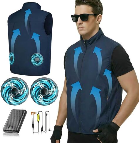 THEKUKU Cooling Vest for Men, Quick-Detach Dual Fans with 10000mAh Battery Packs in Saudi Arabia