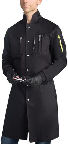 The Lab Coat Project - 100% Cotton Chemistry Men's 6-Pocket Long, Fitted with Snaps, Cuffed Sleeves, Howie Collar, & Belt in Saudi Arabia