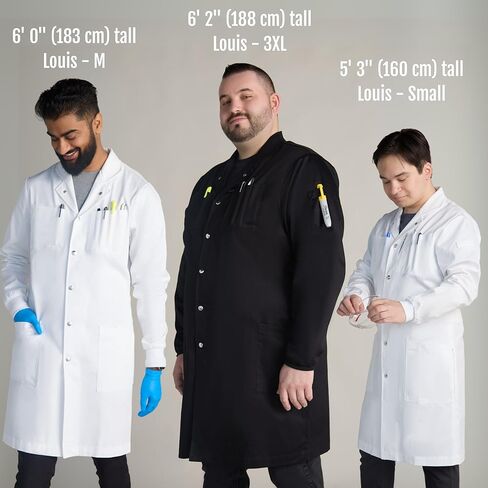 The Lab Coat Project - 100% Cotton Chemistry Men's 6-Pocket Long, Fitted with Snaps, Cuffed Sleeves, Howie Collar, & Belt in Saudi Arabia