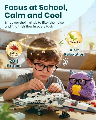 Magnesium Gummies for Kids, Happy Calm & Saffron Gummies Kids, Advanced Focus & Calm Support, Magnesium Glycinate Gummies, Ashwagandha & L-Theanine-Magnesium Glycinate Sugar Free-60 Count in Saudi Arabia