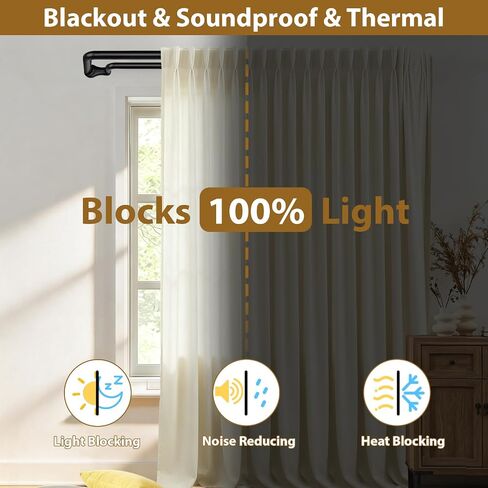 KAMANINA Double Curtain Rod 32 to 58 Inch, Wrap Around Blackout Curtain Rods for Windows 20 to 54 Inch, Black Adjustable Drapery Rod for Room Darkening Curtains, Easy Installation in Saudi Arabia
