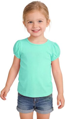 Girls Short Sleeve Shirt Toddler Girl Cotton Crewneck Tee Basic Soild Top Size 2T-10Y in Saudi Arabia