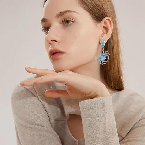 Cute Spotted Crab Earrings for Women Creative Exaggerated Ocean Animal Drop Dangle Earrings Summer Beach Ocean Seaside Party Jewelry in Kuwait