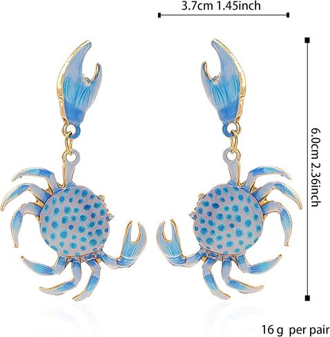 Cute Spotted Crab Earrings for Women Creative Exaggerated Ocean Animal Drop Dangle Earrings Summer Beach Ocean Seaside Party Jewelry in Kuwait