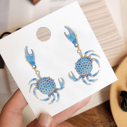 Cute Spotted Crab Earrings for Women Creative Exaggerated Ocean Animal Drop Dangle Earrings Summer Beach Ocean Seaside Party Jewelry in Kuwait