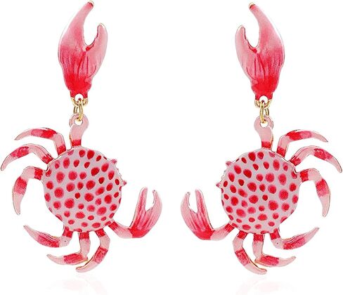 Cute Spotted Crab Earrings for Women Creative Exaggerated Ocean Animal Drop Dangle Earrings Summer Beach Ocean Seaside Party Jewelry in Kuwait