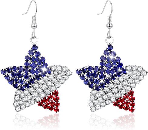 Trinckle 4th of July Earrings, Patriotic Earrings for Women as Fourth of July Outfits for Anniversary Party Daily, 250th Anniversary USA Earrings as Independence Day Red White and Blue Jewelry as Patriotic Gift in Saudi Arabia