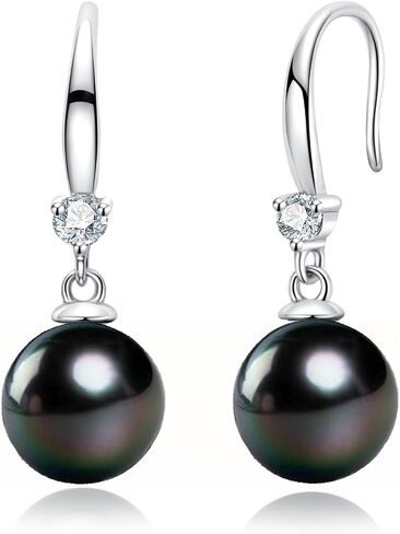 AAAAA Grade Tahitian Black Pearl Dangle Earrings Anniversary birthday Wedding Valentines Christmas Mothers Day Gift for Wife Women Mom Girlfriend Friends Daughter (Tahitian Black Pearl Earrings) in Saudi Arabia