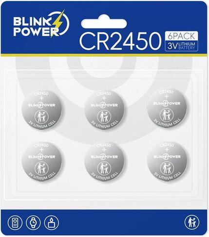 Blinkspower CR2450 Lithium 3V Coin Battery, 6 Pack 2450 Battery, Child-Safe & Longest Lasting for Key Fobs, Smart Home Devices in Kuwait