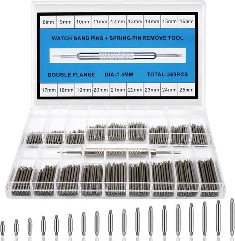 360Pcs 8-25mm Watch Band Pins, Watch Pins Replacement Kit with Bands Strap Link Pin Remover Tool, 1.5mm Diameter for Most Kinds of Watch in Saudi Arabia