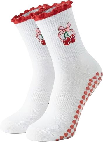 Women's Cute Ruffle Pilates Grip Socks Non-Slip Silicone Yoga Socks with Arch Support Ankle Socks in Saudi Arabia