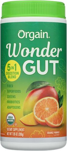 Orgain Organic Wonder Gut Fiber Supplement Powder, 5 in 1 Blend with 1 Billion Probiotics, Greens, Vitamin C, Adaptogens for Gut Health and Immune Support, Non-GMO, Strawberry Lemonade, 7.05 oz in Saudi Arabia