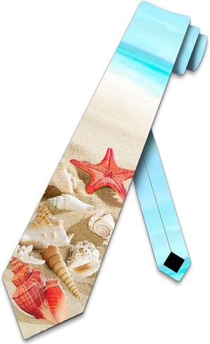 Three Rooker Beach Ties Mens Starfish Neckties Summer Tie in Kuwait