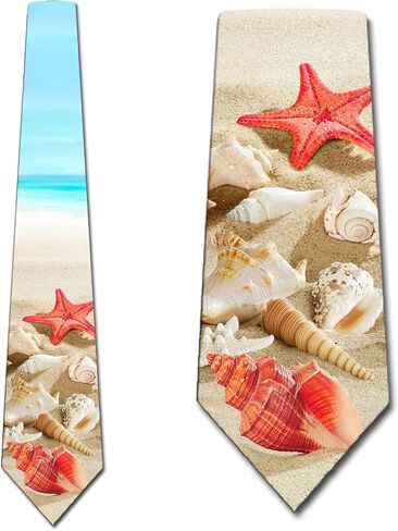 Three Rooker Beach Ties Mens Starfish Neckties Summer Tie in Kuwait