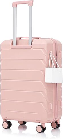 GDFStudio 28" ABS Hardshell Checked Luggage, Large Capacity Travel Suitcase with Scratch Resistant Surface, 360° Silent Spinner Wheels, Combination Lock, Telescopic Handle and Side Hooks, Pink in Saudi Arabia