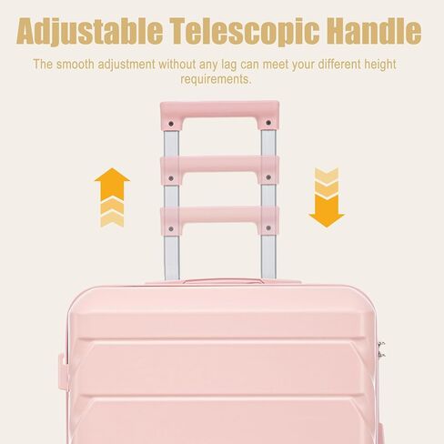 GDFStudio 28" ABS Hardshell Checked Luggage, Large Capacity Travel Suitcase with Scratch Resistant Surface, 360° Silent Spinner Wheels, Combination Lock, Telescopic Handle and Side Hooks, Pink in Saudi Arabia