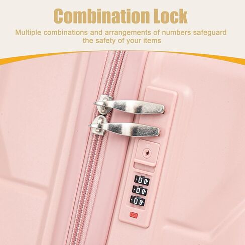 GDFStudio 28" ABS Hardshell Checked Luggage, Large Capacity Travel Suitcase with Scratch Resistant Surface, 360° Silent Spinner Wheels, Combination Lock, Telescopic Handle and Side Hooks, Pink in Saudi Arabia