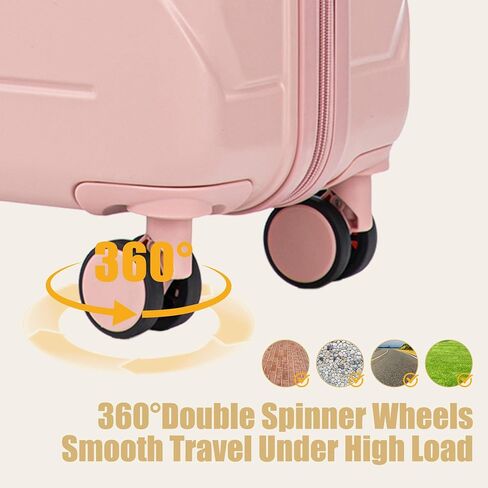 GDFStudio 28" ABS Hardshell Checked Luggage, Large Capacity Travel Suitcase with Scratch Resistant Surface, 360° Silent Spinner Wheels, Combination Lock, Telescopic Handle and Side Hooks, Pink in Saudi Arabia