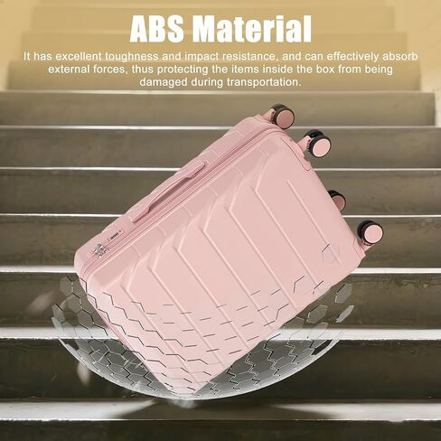 GDFStudio 28" ABS Hardshell Checked Luggage, Large Capacity Travel Suitcase with Scratch Resistant Surface, 360° Silent Spinner Wheels, Combination Lock, Telescopic Handle and Side Hooks, Pink in Saudi Arabia