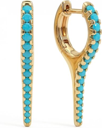 MYEARS Gold Hoop Earrings for Women 14K Gold Plated Turquoise White Cubic Zirconia Stones Huggie Spike Earrings Jewelry for Women Trendy in Kuwait