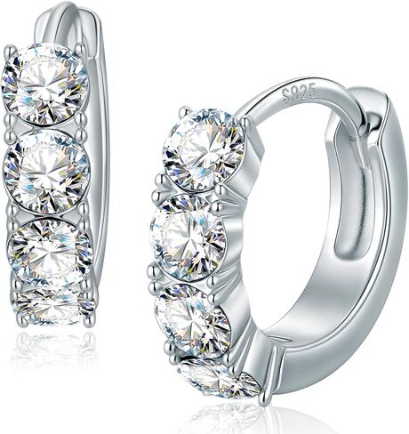 Handcrafted 925 Sterling Silver Hoop Earrings for Women Created with Swarovski® Crystals Hypoallergenic Earrings Cartilage Piercing Gift for Valentine's Wedding Anniversary Birthday Certification & Elegant Gift Box in Saudi Arabia