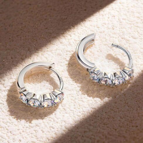 Handcrafted 925 Sterling Silver Hoop Earrings for Women Created with Swarovski® Crystals Hypoallergenic Earrings Cartilage Piercing Gift for Valentine's Wedding Anniversary Birthday Certification & Elegant Gift Box in Saudi Arabia