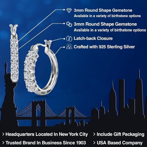 Gem Stone King 925 Sterling Silver Lab Grown Diamond Hoop Earrings for Women | 1.32 Cttw | Round 3MM | DEF Color | VVS-VS Clarity | Round 3MM | 22MM = 0.85 Inches Diameter in Kuwait